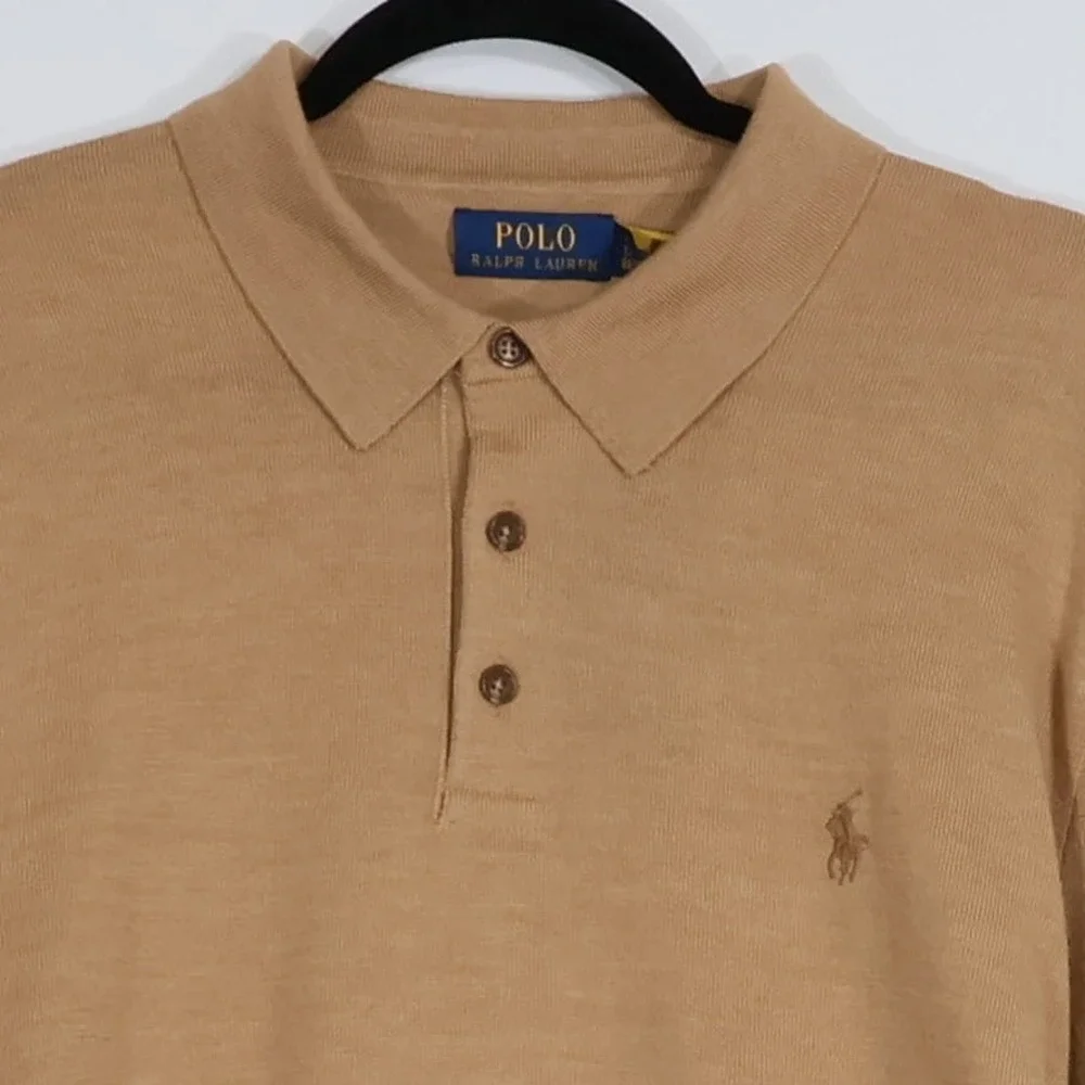 Polo Ralph Lauren Wool Polo Sweater Mens XL Brown Classic Preppy Luxury $85 NWT